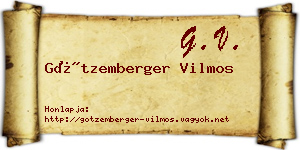 Götzemberger Vilmos névjegykártya
